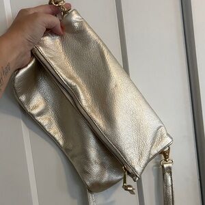 Elegant Gold Leather Clutch
